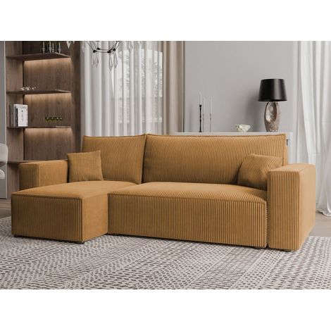Ecksofa Schlafsofa Sofa ADARA in Stoff Poso Honiggelb Ottomane Links