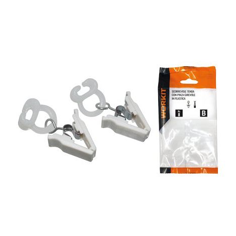 SCORREVOLE TENDA CON PINZA GIREVOLE SELF WORKIT - PLASTICA CF=PZ 10- 5 confezioni