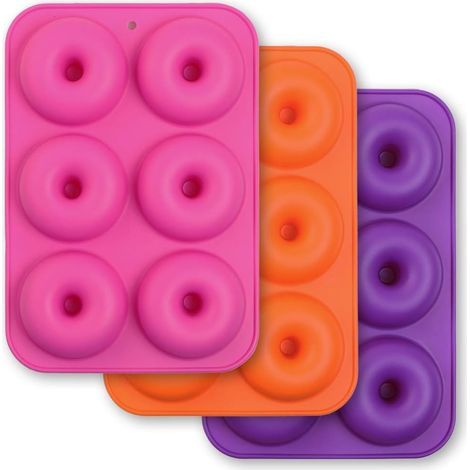 Set mit 3 Silikon-Donutformen mit je 6 Mulden, antihaftbeschichtet, aus lebensmittelechtem Silikon, BPA-frei (1/5)