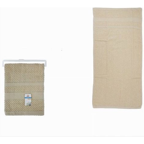 Cleafe - Asciugamano Da Bagno Telo In Cotone Morbida 70 X 140cm 410gr Colore Beige 79495 - (1/2)
