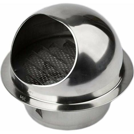 Aérateur Rond en Acier Inoxydable avec Grille - Sortie d'Évacuation Mural pour Ventilation, 100mm (1/4)