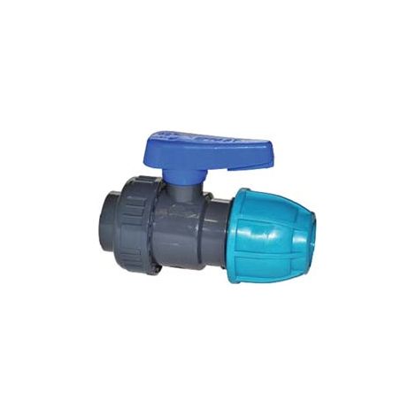 RACCORDO A COMPRESSIONE VALVOLA SFERA FEMMINA POLIPROPILENE  F 20x1/2