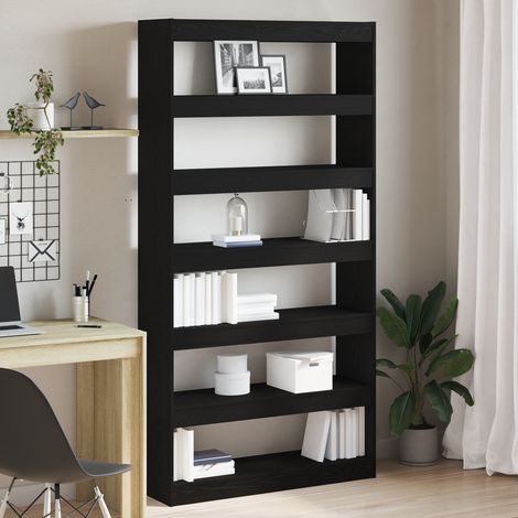 vidaXL Book Cabinet 6-Tier 100 x 30 x 198 cm Engineered Wood Black Oak (1/5)