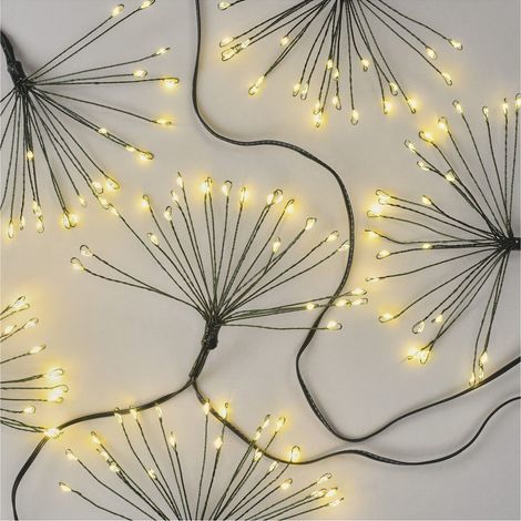 Guirlande lumineuse LED blanc chaud pour l'intérieur - 5,2 m de long - Avec fonction minuterie de 6 heures - Bloc d'alimentation et transformateur - Pour fêtes, Noël, décoration - Câble vert (1/5)