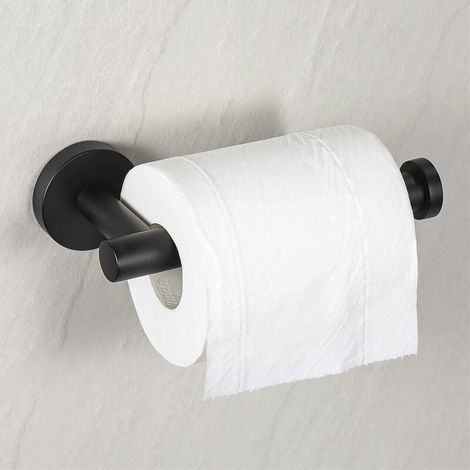 Toallero de pared con aro abierto para papel higiénico, acero inoxidable SUS 304, acabado negro mate, para baño (1/4)
