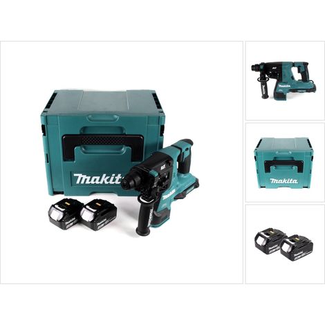 Makita DHR 280 MJ 2 x 18 V 36 V Li-Ion Akku Bohrhammer Brushless 28 mm für SDS-PLUS im Makpac + 2 x 4,0 Ah Akku - ohne Ladegerät
