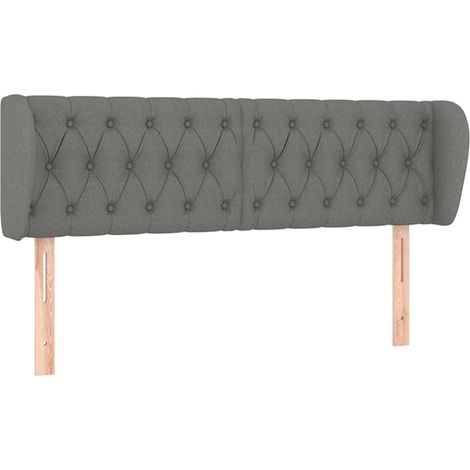 Testiera letto accessorio camera letto mobile imbottito con bordo laterale 163 x 23 x 78/88 cm tessuto grigio scuro TDL0204973