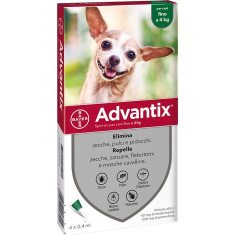 BAYER ADVANTIX SPOT ON 4 PIPETTE CANI 0- 4 KG- BAYER- 1,0 pz