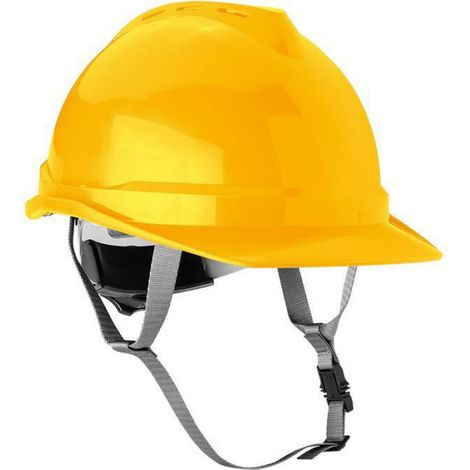 Casque Industriel - Jaune - ABS - Réglable 52-64 cm - Harnais 6 Points - Mentonnière 4 Points - Certifié CE - 1 Pièce (1/5)