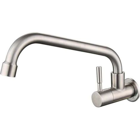Rubinetto da cucina moderno a parete con beccuccio girevole in acciaio inox - Crezuo
