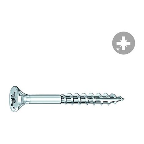 Vis Rocket tête fraisée Pozi VYNEX Acier zingué 5x60/35 - Boite de 200 - 351400025149