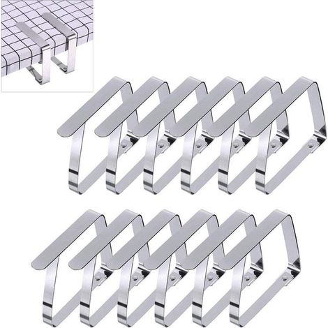 Lot de 12 pinces à nappe en acier inoxydable, grandes pinces pour nappes de 5 cm d'épaisseur, idéales pour les pique-niques, les mariages et les fêtes (1/5)