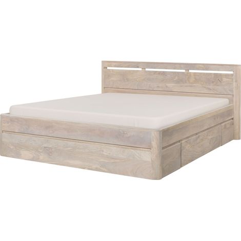 Bett mit Schubladen Mango 160x200x90 weiß lackiert TORONTO 361