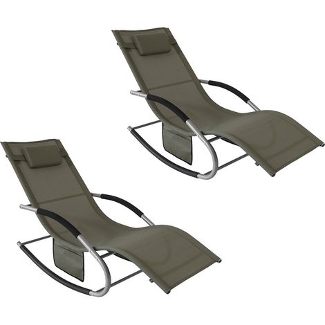 [JAMAIS UTILISE] SoBuy SoBuy Chaise longue set de 2 - Extérieur - Max. 150 kg - Marron