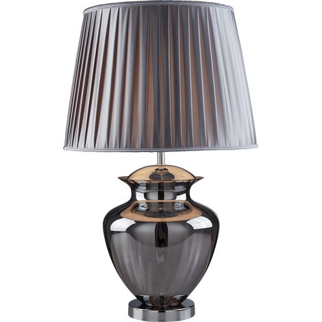 Lampada Da Scrivania Contemporanea Elina Acciaio Cromo Vetro Fumè 1 Luce E27 (1/4)