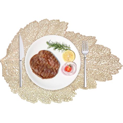 Set De Sous-Plats En Pvc - Antidérapants - Lavables - Or - Pour Cuisine Salle À Manger Fête Noël - 4 Pièces (1/5)