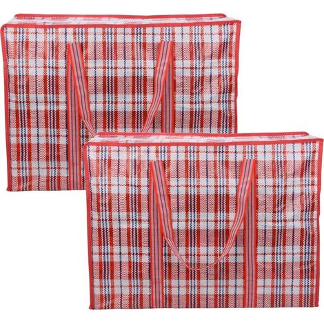 (Rouge)Lot de 2 Sac de Rangement, Sac Rangement Vêtements Grande CapacitéSacs de Déménagement avec Fermeture à Glissière pour le Linge, les Déménagements, les Courses (1/5)