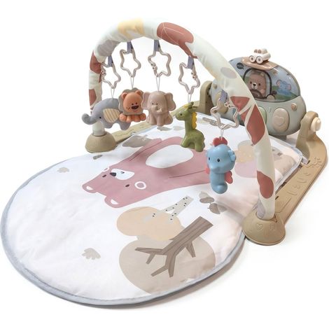 Arche de Jeu Jouets Musique et lumière Marron HxLxP 42 x 64 x 80 cm tissu baby gym tapis d éveil ours (1/4)