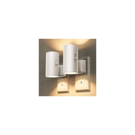 Zwei LED-Nachtlichter mit Fassungen, moderne Wandleuchten, ausgestattet mit Lichtsensoren, Dreifarbendimmung und Helligkeitsregelung von 0 bis 100 Lumen (weiß).