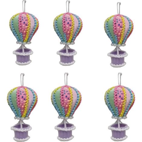Set di 6 Mongolfiere Decorative Decorazione per l'Albero di Natale Stile Candy addobbi particolari da collezzionare (1/4)