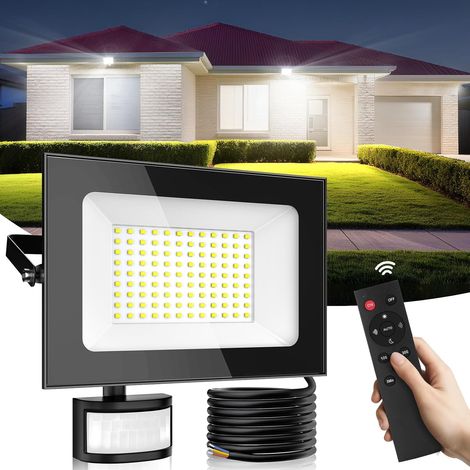 Projecteur LED Exterieur Detecteur de Mouvement 100W, Spot LED Extérieur Super Lumineux 10000LM, Lumière du jour 6500K, Lampe de Sécurité Étanchéité IP65 pour Garage, Cour, Pelouse, Jardin (1/5)