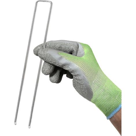 Lot de 100 piquets d'ancrage galvanisés en Fil d'acier - Longueur : 250 mm - Largeur : 40 mm - Diamètre : 3 mm - Tête Plate - pour sols durs et Souples (1/5)