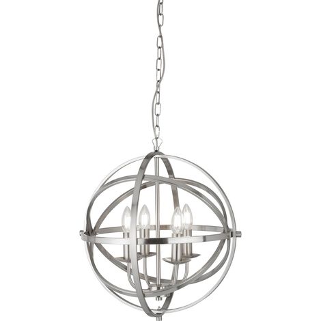 Searchlight Orbit - Luminaire suspendu sphérique à 4 ampoules au fini argent satiné, E14 (1/4)