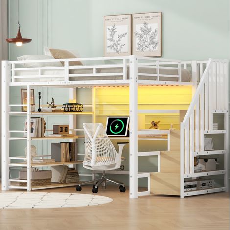 letto matrimoniale 140x200 salvaspazio con scrivania OKMYHOME