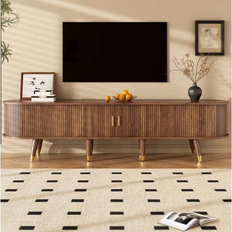 TV-Schrank 175x38x45 cm Walnuss MDF mit Rattan-Schiebetür, Schubladen und Kabelmanagement (1/5)