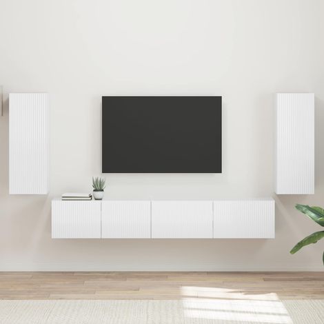 TV-Schrankset 4 pcs Hochglanz Weiß Holzwerkstoff