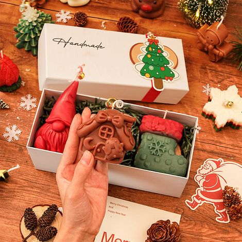 Bougies parfumées de Noël en forme de sapin et de renne, bougies artisanales décoratives, coffret cadeau festif, décoration de Noël pour maison, table et fête (1/5)