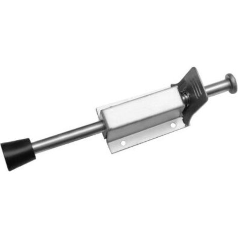 1 x butée de porte, course 35 mm, tampon caoutchouc Ø25 mm, plaque roulement 30 mm, acier inoxydable, fixation au sol (1/5)