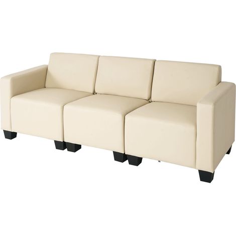 [NUNCA USADO] Sofá modular 3 plazas Lyon, polipiel, crema