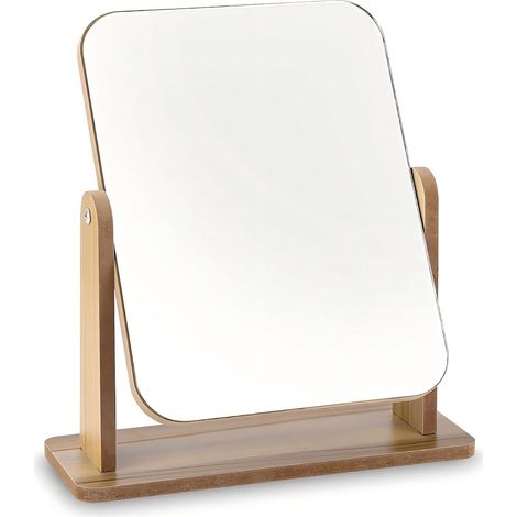 Miroir cosmétique en bois, miroir de table portable et réglable à 360 degrés, miroir de rasage
