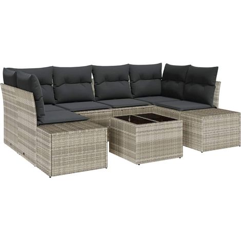 Maison Exclusive - Conjunto de sofá de jardín 7 pcs Gris Claro ra