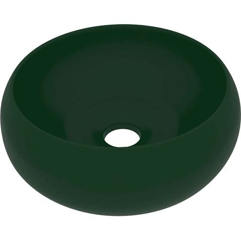 Lavabo rond de luxe Vert foncé mat 40x15 cm Céramique