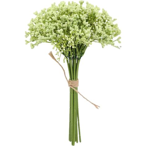 12 bouquets de gypsophile artificielle avec tiges, réalistes et réutilisables, pour la maison, les mariages, les fêtes, les compositions florales, la décoration et les accessoires photo. (1/5)
