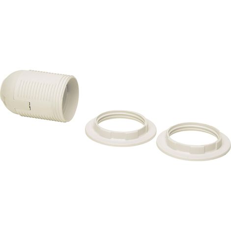 Kopp 214301045 - Portalampada isolante E27 con 2 anelli portaombrelli, colore: bianco crema