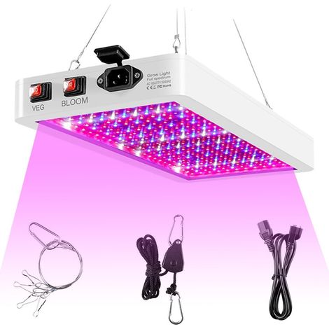 Lampada LED per la crescita delle piante da interno da 400 W, 312 LED a spettro completo, per ortaggi e fiori, doppio interruttore, lampada da coltivazione sospesa impermeabile IP65, pannello LED per