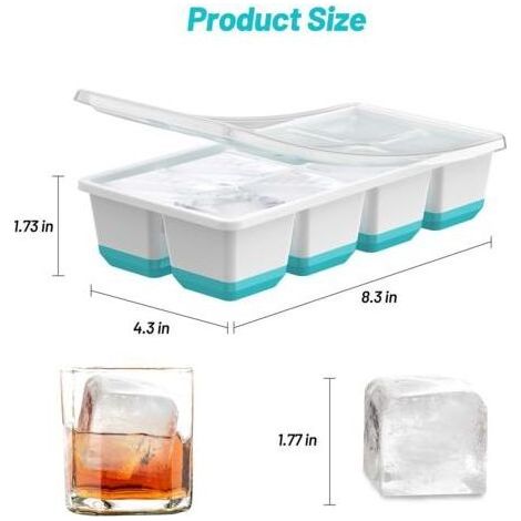 Lot de 2 bac a glacon, glacons moule, bac à glaçons avec couvercle, bacs glaçon silicone, pour Whisky, Vin de Fruits, Boissons, Moule a Glacon Empilable Reutilisable Sûr, Faciles à Retirer
