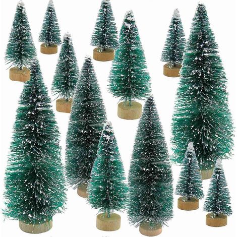 34 mini sapins de Noël enneigés et givrés, petits sapins en pin, décorations de bureau à faire soi-même, ornements de Noël pour sapin (1/5)