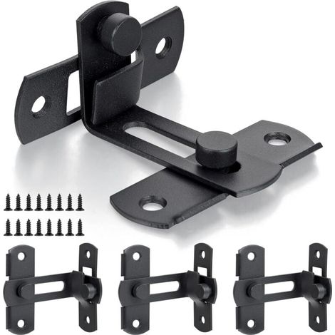 Confezione da 4 serrature per porte da fienile a 90 gradi, serrature di sicurezza per porte da fienile, serrature a gancio per porte scorrevoli, serrature per porte antiche, serrature per porte per ca (1/4)
