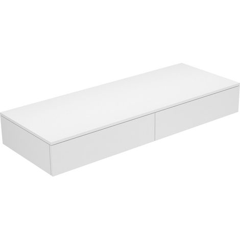 Buffet Keuco Edition 400 31764, 2 tiroirs, 1400 x 199 x 535 mm, Corps/Avant: Blanc Laqué Strucktur / verre brillant anthracite - 31764700000 (1/2)
