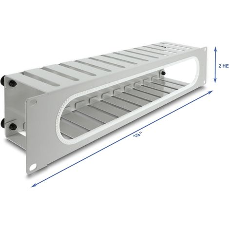 Delock 19 2 HE Kabelmanagement Rangierpanel mit Öffnung und Kantenschutz grau