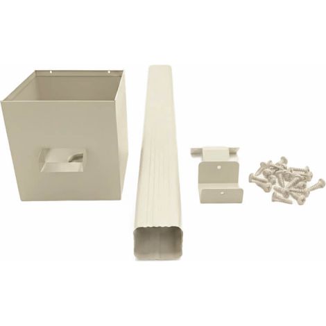 Kit complet boîte à eau + descente rectangulaire aluminium 60×80 mm – longueur 3 m – fixation incluse – maison plain-pied - couleur ton pierre