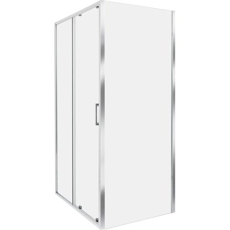 Cabina de ducha vidrio templado una puerta plateado 80 x 100 x 185 cm Yoro