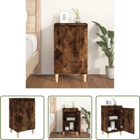 vidaXL Holzbeine -  Nachttisch Räuchereiche 40x35x70 cm Holzwerkstoff (1/5)