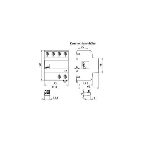 Dehn Kombi-Ableiter TS35 4p TN-S TT 230VAC 1,5kV Hutschiene TH35 Netzform TN-S 4TE DSHBTT255FM