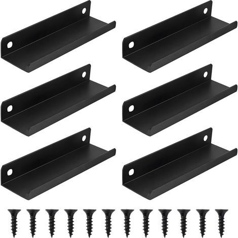 6 Pièces Entraxe Invisible Poignee de Meuble, 80 mm Poignée Cuisine Noir Mat, Poignet de Porte en Aluminium avec Vis pour Tiroir, Placard et Porte Coulissante (1/5)