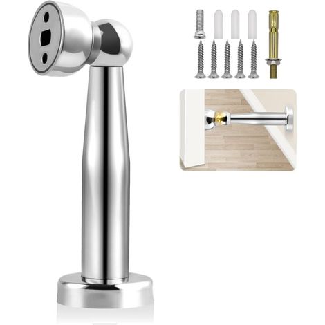 Fermaporta magnetico cromato FOREHILL in acciaio inox - Altezza 18,5 cm - Fermaporta resistente - Confezione da 1 (1/5)